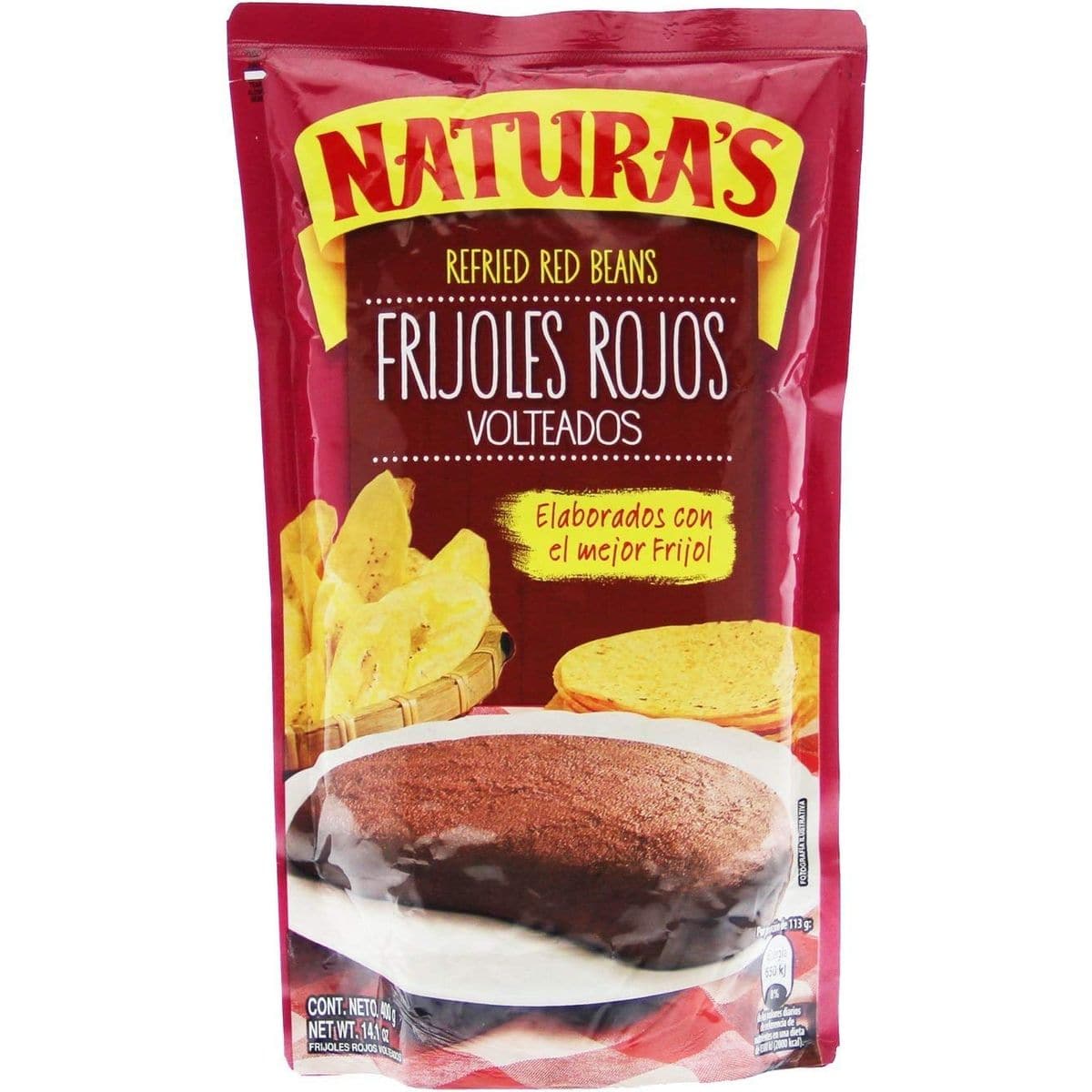 Naturas Refried Red Kidney Beans Frijoles Rojos Volteados  100 Plant Based  Ready To Serve Made With Ground Beans of BeansNo PreservativeNo Artificial Colors100 Natural 400g14 oz 3 pack