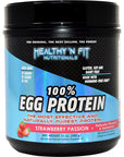 Healthy N Fit 100% EGG PROTEIN- Strawberry (12oz): 100% Egg White Protein PLUS Natural Peptides. Naturally Sweetened, Zero Carb, Keto, Paleo Friendly