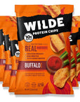 Buffalo Chicken Protein Chips by Wilde Chips, Thin and Crispy, High Protein, Keto Friendly, Made with Real Ingredients, 2.25oz Bag (8 Pack)