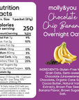 Molly  You Banana Chocolate Chip Overnight Oats Pack of 6  Healthy Natural Source Of Protein Oatmeal Breakfast A Vegan Friendly High Source of Fiber Healthy Breakfast Option  Non GMO GlutenFree