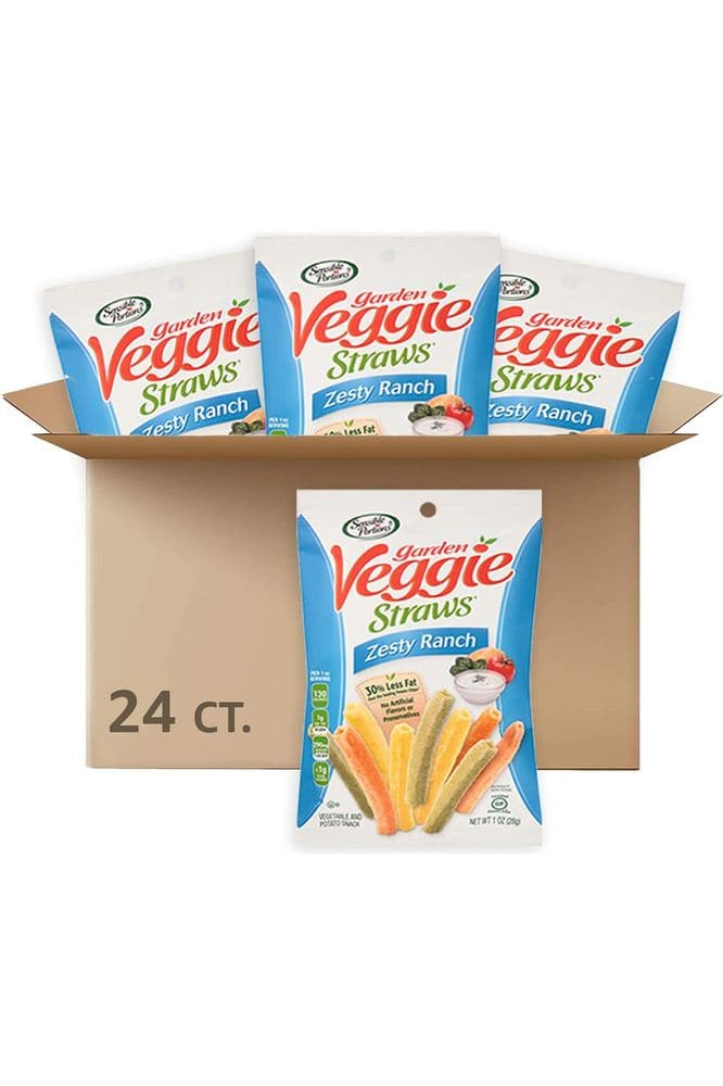 Sensible Portions Garden Veggie Straws, Ranch, Snack Size, 1 Oz (Pack of 24)