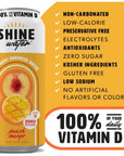 ShineWater Vitamin D Hydration Electrolyte Drink Peach Mango 12 Pack Sugar Free Naturally Flavored Water Magnesium Zinc Vitamin B12 Folic Acid Plant Based Antioxidants Low Calorie