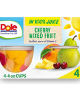 Dole Fruit Bowls Cherry Mixed Fruit in 100 Juice Snacks 4oz 4 Total Cups Gluten  Dairy Free Bulk Lunch Snacks for Kids  Adults