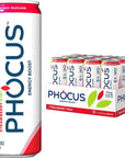 Phocus Energy Boost Strawberry Kiwi  No Sugar  75mg Caffeine  LTheanine  0 Calories  Natural Flavors  Sweeteners  115 fl oz Pack of 12