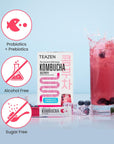 TEAZEN Berry Kombucha Tea Sugar Free Sparkling Fermented Powdered Mix Beverage from Korea Live Probiotics  Prebiotics 10 Sticks 176oz Berry