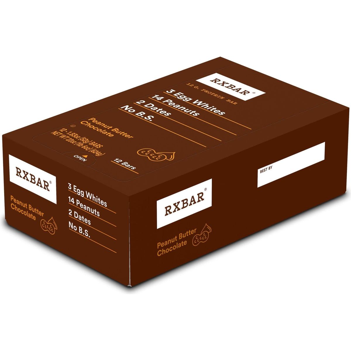 RXBAR Protein Bars, Protein Snack, Snack Bars, Peanut Butter Chocolate, 22Oz Box (12 Bars)