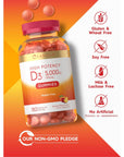 Carlyle Vitamin D Gummies | 5000iu | 180 Count | Vegetarian, Non-GMO, and Gluten Free Formula | High Potency Vitamin D3 Supplement | Natural Peach Flavored Gummy