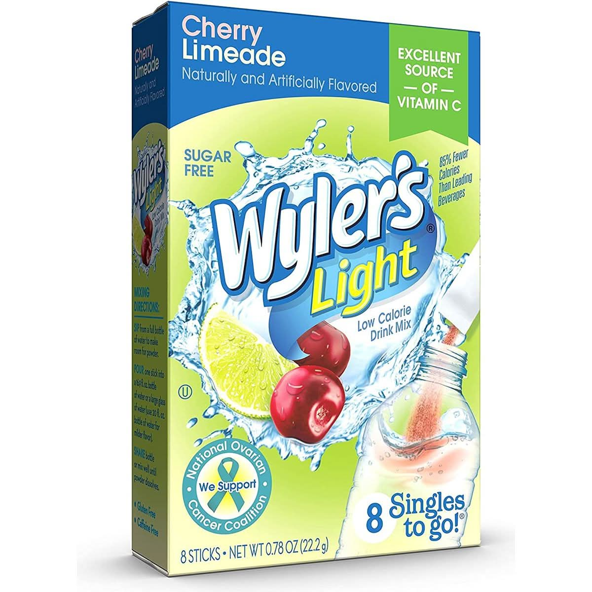 Wylers Light Cherry Limeade Singles To Go Drink Mix Cherry Limeade 8 Count Pack of 1