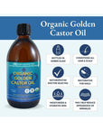 QUEEN OF THE THRONES Organic Golden Castor Oil - 500mL (16.9oz) | 100% Pure & Expeller Pressed for Hair, Skin & Digestion | Hexane Free | USDA Certified