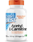 Doctor's Best Acetyl L-Carnitine, Help Boost Energy Production, Support Memory/Focus, Mood, Non-GMO, Vegan, Gluten Free, 120 Count (Pack of 1) (DRB-00152)