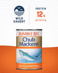 Bumble Bee Chub Mackerel 15 oz Can Pack of 12  Canned Mackerel Fish High Protein Keto Food Gluten Free