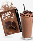 Keto Chow Chocolate Core Unsweetened  Keto Meal Replacement Shake Powder  Nutritionally Complete  Low Carb  Delicious Easy Meal Substitute  Protein Rich  Dairy Free  Single Meal Serving