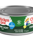 Chicken Of The Sea Chunk Light Tuna In Water 12 oz Can Pack of 6 with By The Cup Spatula Knife