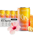 Kin Spritz by Kin Euphorics Non Alcoholic Spirits Ready to Drink Adaptogen Nootropic Botanical Fresh Citrus Hibiscus Caffeine Rhodiola Rosea 8 Fl Oz 8pk