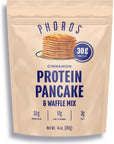 Protein Pancake Mix & Protein Waffle Mix by Phoros Nutrition, 30g of Protein, Low Carb, High Protein, Keto-Friendly, Whey Protein, Whole Grain Oats, Whole Wheat Pancakes, Just Add Water (Cinnamon)