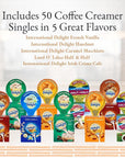 Coffee Creamer Singles Variety Pack Packaged by Bools International Delight Mini Coffee Creamer  Mini Moos 5 Flavor Assortment 50 Pack for Home Office Coffee Bar Gift