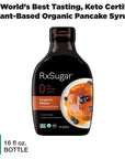 RxSugar Delicious Plant-Based Organic Pancake Syrup, Maple Flavored, 16 oz |Allulose Sweetener | 0 Sugar, 0 Net Carbs, 0 Glycemic | Diabetes-Safe | Keto Certified | Non-GMO Project Verified | Gluten-Free Certified