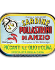 Pollastrini Italian Spicy Sardines in Olive Oil  Premium Quality Gourmet Sardines  Wild Caught in the Mediterranean Sea  35oz 100g tin can Pack of 1