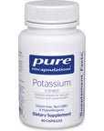 Pure Encapsulations Potassium (Citrate) - Essential Electrolyte Supplement to Support Nerve & Muscle Function, Adrenals, Hormones, Heart Health & Energy* - Potassium Citrate Capsule - 90 Capsules