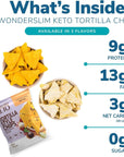 WonderSlim KETO Tortilla Chips with MCT Oil Spicy Nacho 3g Net Carbs 13g Fat 9g Protein 0g Sugar Gluten Free 7ct