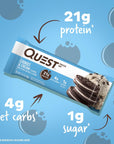 Quest Nutrition Cookies & Cream Protein Bars, High Protein, Low Carb, Gluten Free, Keto Friendly, 12 Count