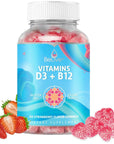 BeLive Vitamin D3 Gummies with B12 Vitamins - 60 Ct I Immune Support Gummies with Vegan Vitamin B12 & D3, Provides Enhanced Bone & Muscle Strength, Hearth Health and Energy - Strawberry Flavor