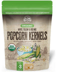 Ava Farms Organic Popcorn Kernels Mix Red Yellow White  3Lbs Bag GlutenFree Non GMO  Natural Healthy Kosher Popping Corn  UnPopped