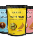 Craize Miami Mix | Sweet Corn, Coconut, Guava Crisps | Gluten Free, Vegan, Kosher, Toasted Corn Crackers | 3 pack, 4 oz each