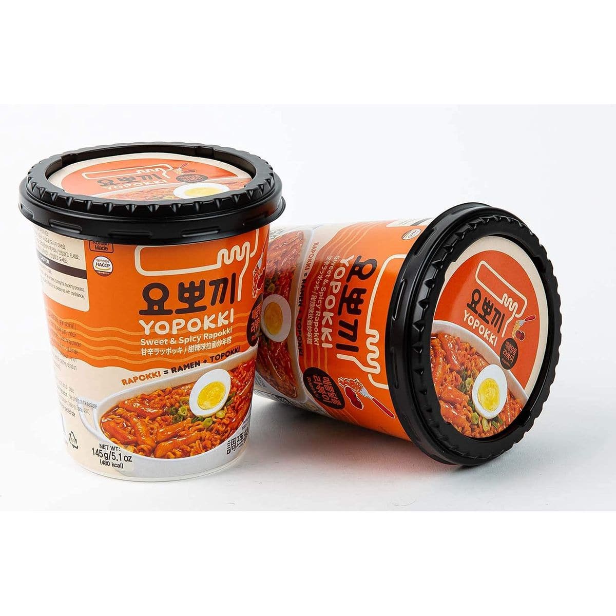 Yopokki Instant Rabokki Cup Sweet Mild Spicy Cup of 2 Korean Street food with sweet and moderately spicy sauce Ramen Noodle Topokki Rice Cake  Quick  Easy to Prepare