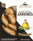 Brunswick Wild Caught Gourmet Brisling Sardines in Extra Virgin Olive Oil 423 oz Can  Wild Caught Sardines  14g Protein per Serving  Gluten Free Keto Friendly