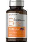 Vitamin B12 Sublingual 1000 mcg | 400 Fast Dissolve Tablets | Methylcobalamin Supplement for Adults | Natural Berry Flavor | Vegan, Vegetarian, Non-GMO, and Gluten Free | by Horbaach