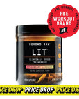 BEYOND RAW LIT | Clinically Dosed Pre-Workout Powder | Contains Caffeine, L-Citrulline, Beta-Alanine, and Nitric Oxide | Strawberry Lemonade | 30 Servings