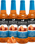 Syruvia 4 Pack SugarFree Salted Caramel Coffee Syrup  254 fl oz  Syrup for Coffee Lattes Shakes Smoothies Desserts  100 Vegan Gluten Free Kosher  NoCalorie Coffee Syrup