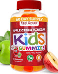 Feel Great Apple Cider Vinegar Gummies for Kids | Rich in Digestive Enzymes & Natural Antioxidants for Gut Health | Vegan Gummy Supports Healthy Nutrient Absorption | 60 Day Supply