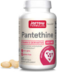 Jarrow Formulas Pantethine 450 mg - Derivative of Vitamin B5 - 60 Servings (Softgels) - Support Heart Health, Carbohydrate & Lipid Metabolism - Coenzyme A (CoA) Precursor - Pantothenic Acid Supplement