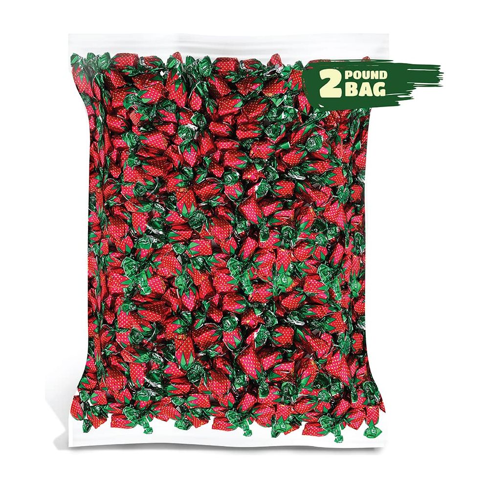 Arcor Strawberry Bon Bons Filled Hard Candy  Bulk Pack 2 Pounds About 130 Count  Classic Sweets