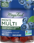 MegaFood Men's Multi - Multivitamin for Men - Gummy Vitamins for Men - Vitamin C, Vitamin D, Zinc, Vitamin B12 & Real Fruit - Immune Support  - Vegetarian - Wild Blueberry - 60 Gummies (30 Servings)