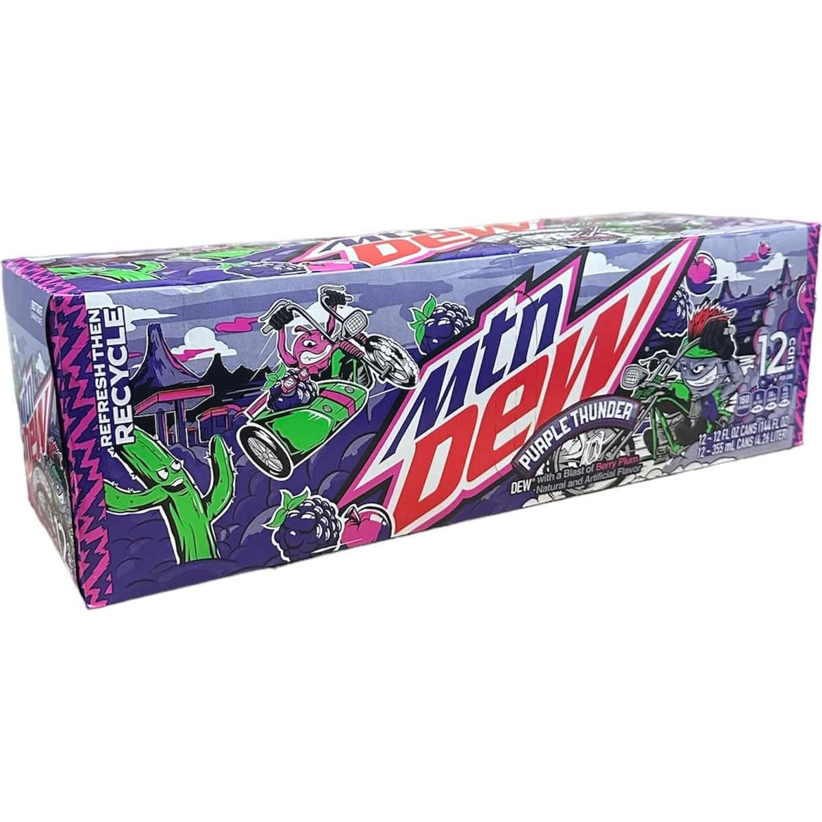 Mountain Dew Purple Thunder Berry Plum  Munchie Box Stash Pack of 12 12 Oz Cans Regular