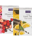 HMR Lemony Iced Tea Plus Tart and Tangy Mixed Fruit Fiber Drinks Supports Digestive Health and Regularity Daily Fiber Supplement Powder GlutenFree Twin Pack 10 Packets per Flavor Box