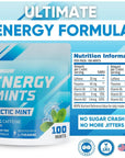 Energy Caffeine Mints | Caffeine + L-theanine + B Vitamins | Caffeinated Mints with 60mg Caffeine Per Serving | Delicious Sugar Free Energy Mints | (Arctic Mint, 100 Count) by Gymgum