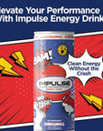 IMPULSE Energy Drink Great Tasting Boost Energy No Crash Zero Sugar Packed With BCAA Aminos Electrolytes Fitness  Energy Drink 12 Cans Original