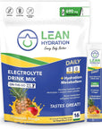 LEAN Hydration Daily Electrolyte Packets Drink Mix | Zero Calories, Zero Sugar plus Vitamins, Minerals & More | 16 ct (Pineapple Mango)