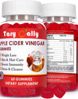 Tary Nally Apple Cider Vinegar Gummies with The Mother - 60 Count - ACV Gummies for Adults & Kids -100% Natural Keto Gummies - Weight Loss Immune Support - Vitamin B12, Folic Acid, Sodium