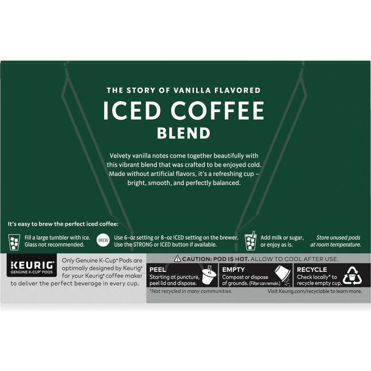 Starbucks KCup Coffee Pods Iced Coffee Blend Vanilla Naturally Flavored Coffee for Keurig Coffee Makers 100 Arabica 6 Boxes 60 Pods Total