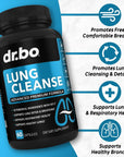 Lung Cleanse Support Supplement - Respiratory Supplements to Quit & Stop Smoking Aids - Herbal Detox for Lungs & Bronchial Health - Smokers Cleanser Breathe Aid for Mucus Clear Relief - 60 Capsules