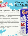 Prairie Farms  Shelf Stable Milk 2 Percent Reduced Fat Boxed UHT Ultra Pasteurized Milk Vitamin D White Milk  Preservative and Hormone Free Gluten Free Kosher Made in USA 1 Quart  4 Pack