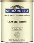 Ghirardelli Classic White Premium Frappé Mix 312 lb Can with Ghirardelli Stamped Barista Spoon