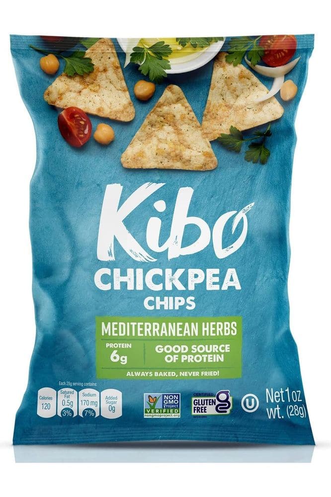 Kibo Chickpea Chips - Gluten Free and Plant-Based, Non-GMO, Kosher + Vegan. Mediterranean Herbs, 1 oz. 12 pack