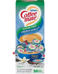 Nestle Coffee mate Coffee Creamer Sugar Free French Vanilla Liquid Creamer Singles Non Dairy No Refrigeration Box of 50 Singles