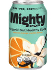 Mighty Pop Orange Vanilla  Prebiotic Probiotic and Postbiotic Soda  12 Cans  Refreshing Citrus Harmony with Vanilla Notes for Gut Health and Flavorful Hydration